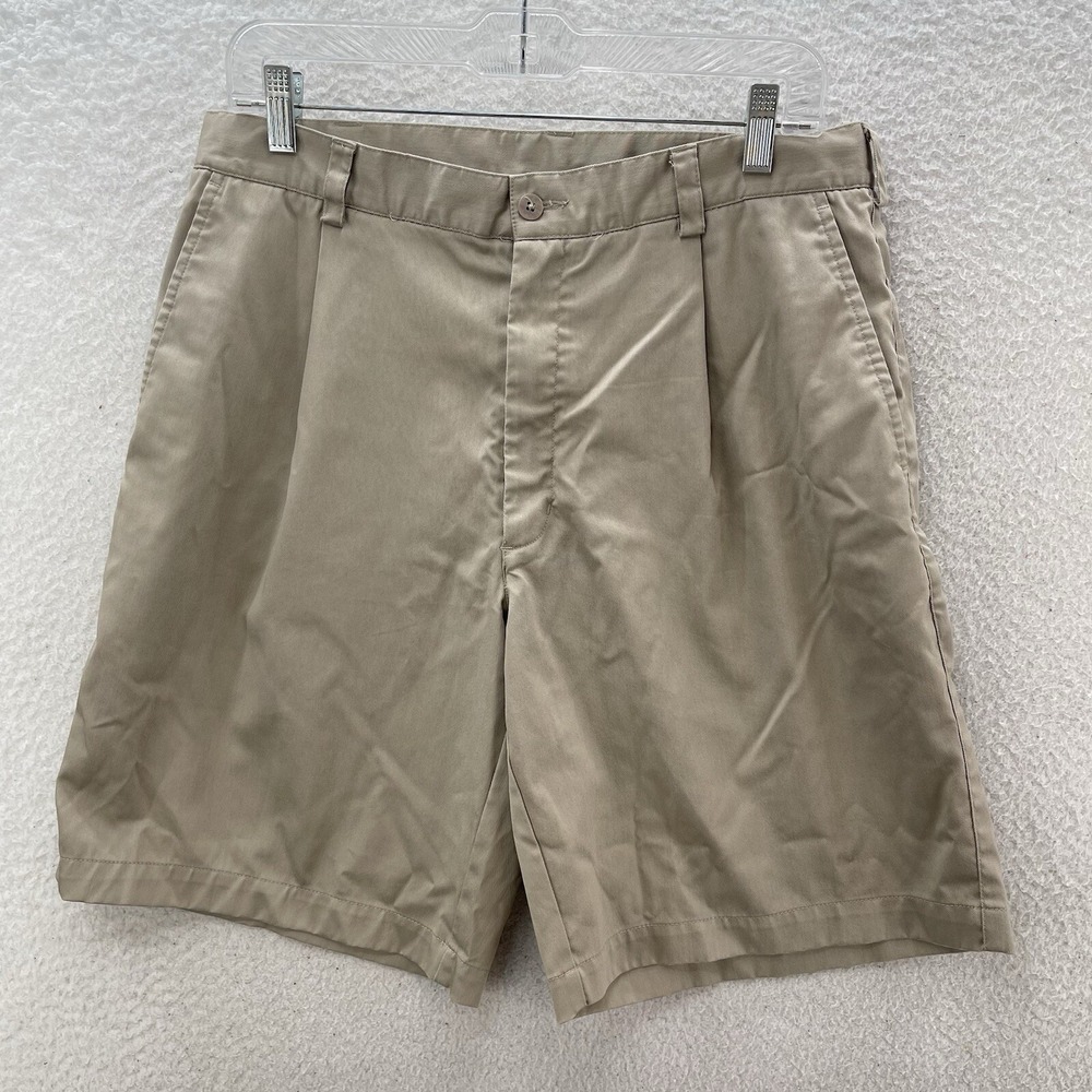 Nike Shorts Men's 34 Beige Golf 10" Fit Dry Pleated Stretch Preppy Sports Golf
